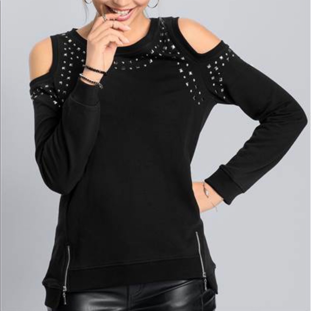 Venus Black Cold Shoulder Sweatshirt